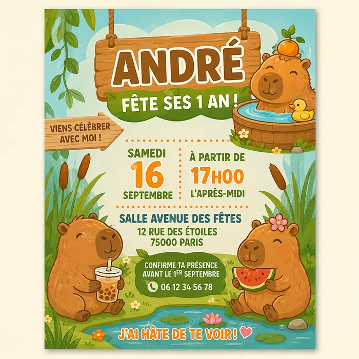 Invitation personnalisée pour anniversaire d'enfant