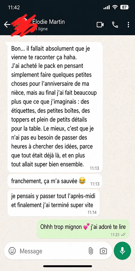 Témoignage client à propos de Charme Créatif