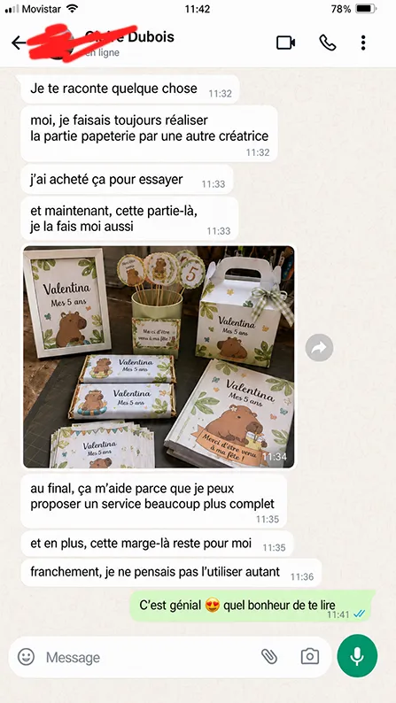 Témoignage client à propos de Charme Créatif