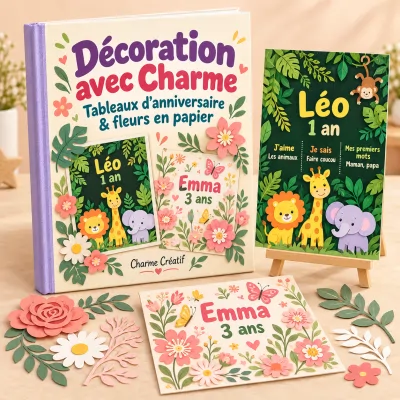 Décoration avec Charme - fleurs en papier et éléments décoratifs